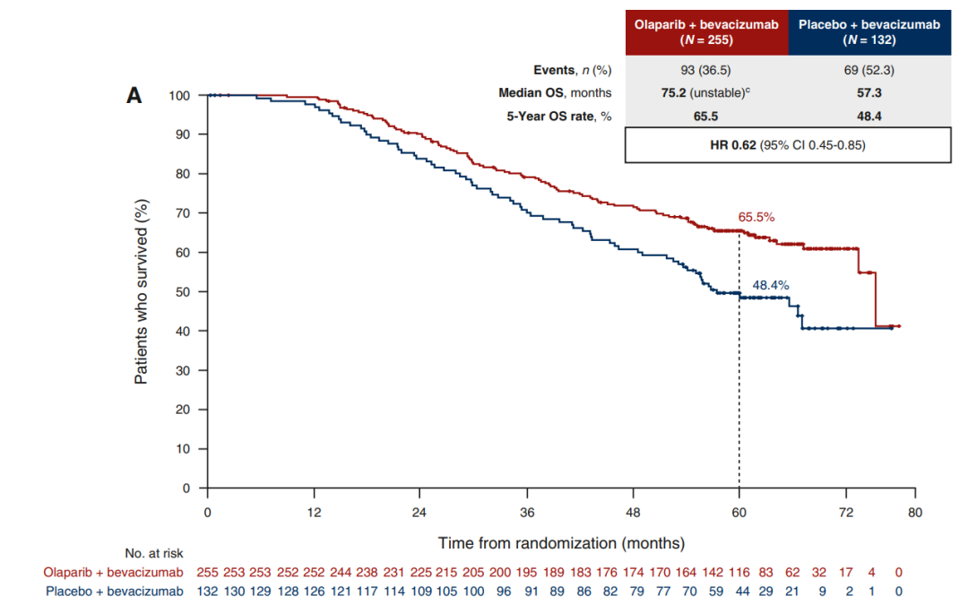 PAOLA-1研究中HRD阳性亚组OS