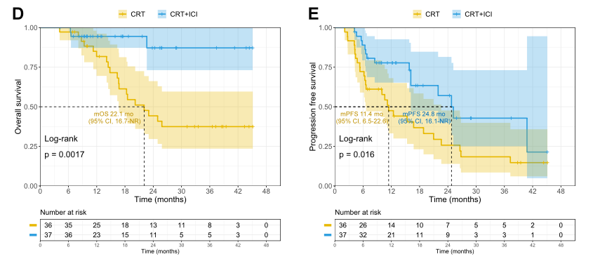 接受免疫巩固治疗与未接受免疫巩固治疗的患者OS和PFS比较